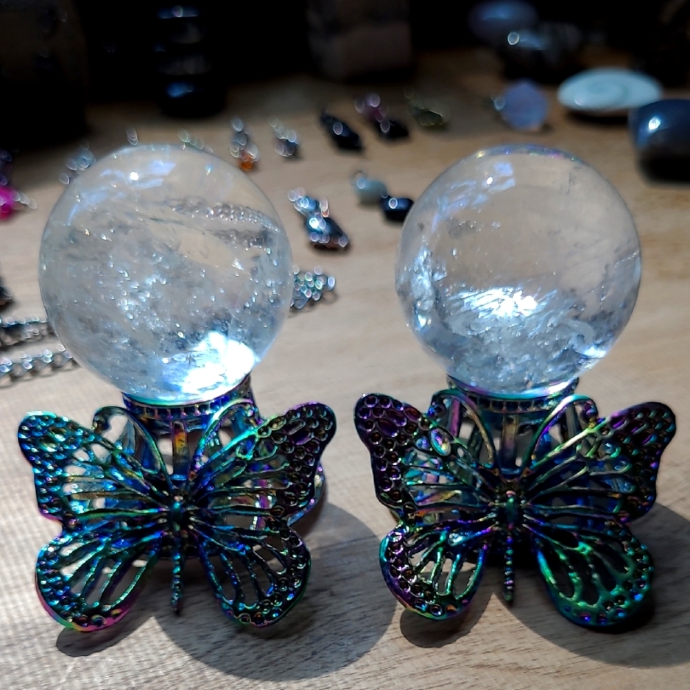 Price Is For One Iridescent Butterfly Crystal Ball Holders With Spheres